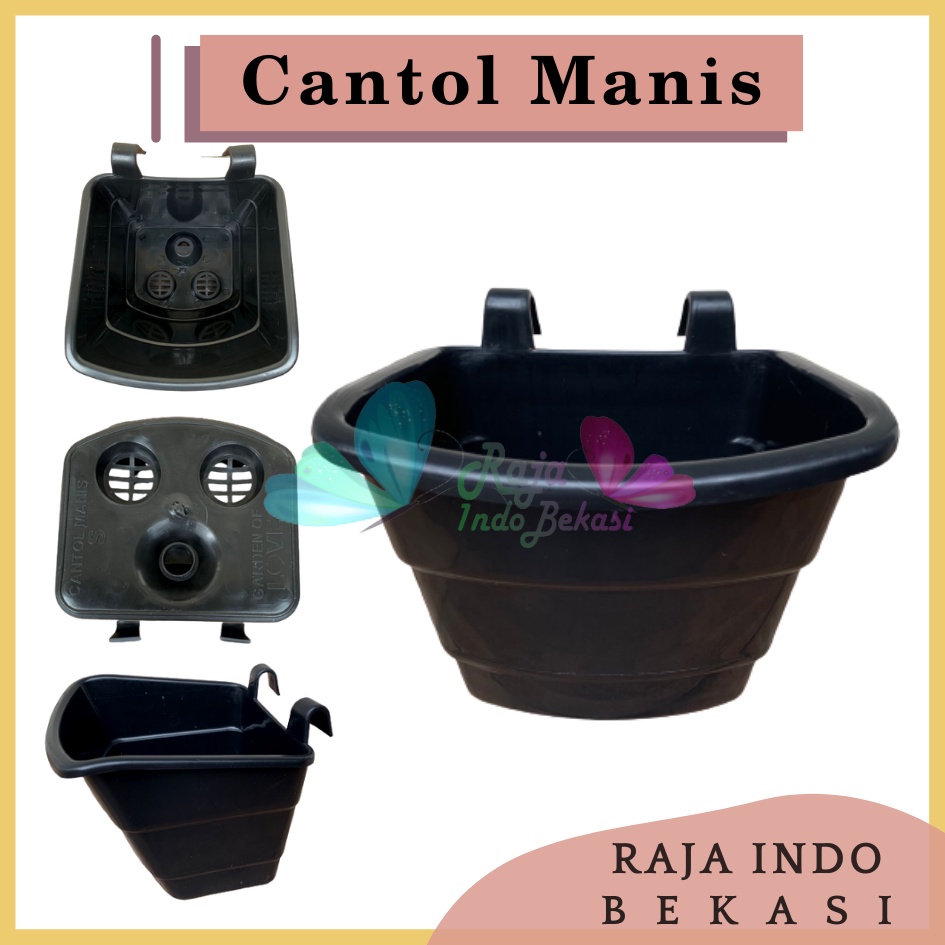 Pot Dinding Tempel Cantol TIP Manis Hitam - Pot Dinding Tempel Mini Murah Unik Pot Tempel Vertical Garden Pot Argo Mini