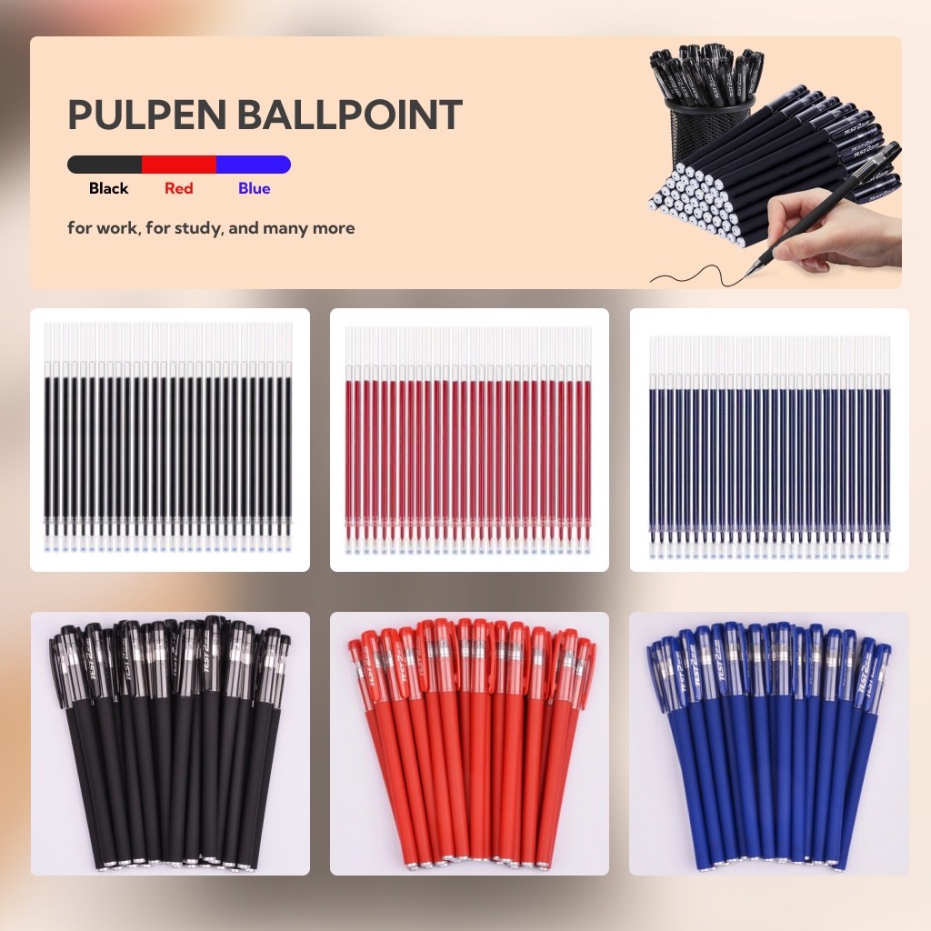 MSY Pulpen Ballpoint Pena Warna / Isi Tinta Polpen Pulpen / Alat Tulis Kantor Murah