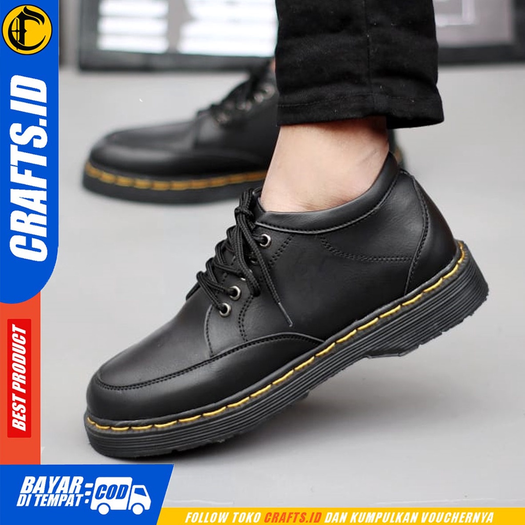 CRAFTS gogeto - Sepatu Pantofel Formal Docmart Kerja Hitam Pria