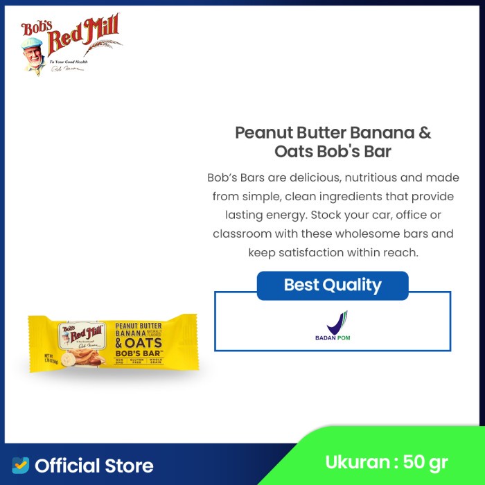 

[new] Bob's Red Mill Peanut Butter Banana & Oats Bob's Bar 50g