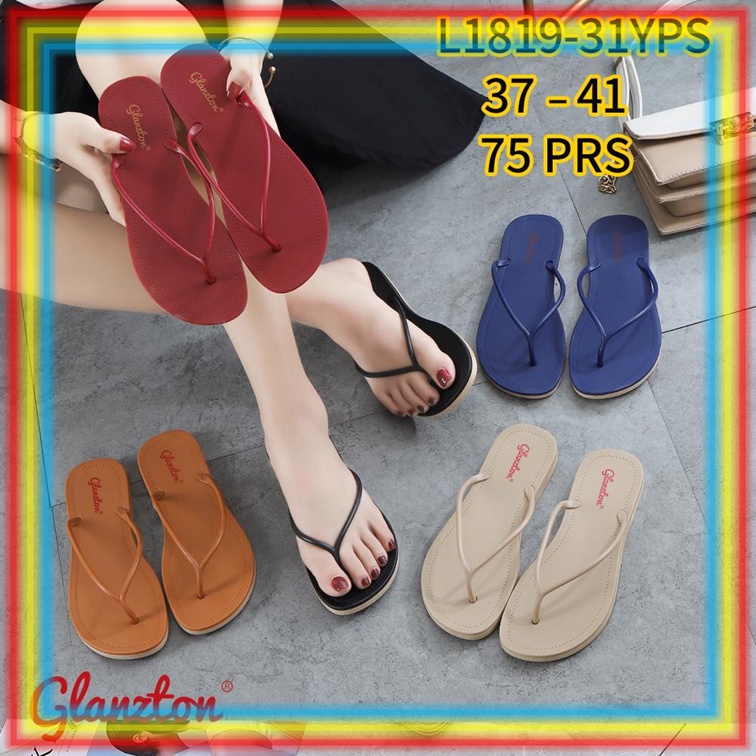 L1819-31JPS Sandal Jepit Cewek Tali Bulat Kecil Glanzton Sendal Wanita Jelly Doff Anti Air Hujan