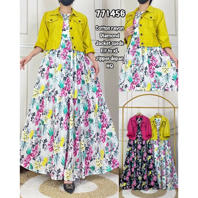 LONGDRESS RAYON DIAMOND JACKET SUEDE 771456 //DRESS IMPORT BKK // TERUSAN IMPORT PREMIUM // FASHION MUSLIM IMPORT // DRESS IMPORT MURAH