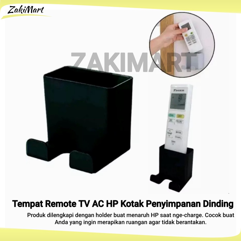 Tempat Remote TV AC HP Kotak Penyimpanan Dinding Tempel Tanpa Paku