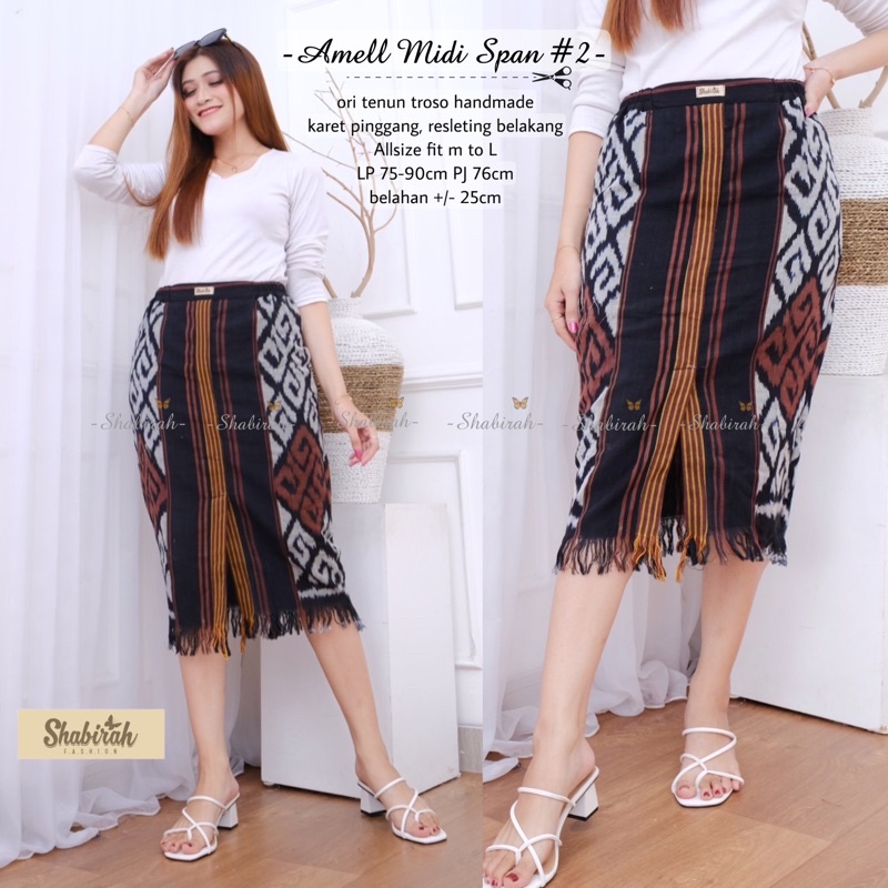 AMELL ROK MIDI SPAN - bawahan wanita tenun / rok mini / rok kantor / batik solo murah
