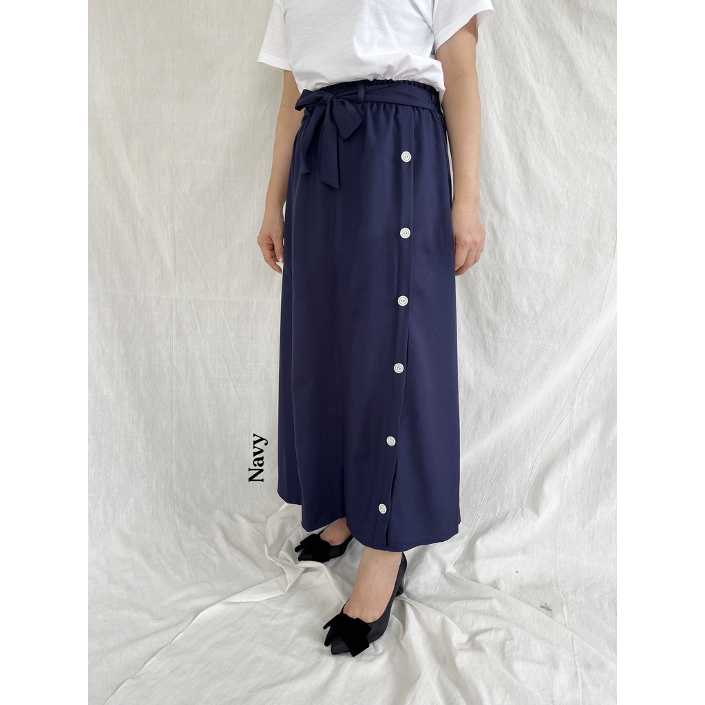 ZOYA SKIRT - ROK KANCING BUTTON SKIRT POLOS BASIC BAHAN SHAKILA PREMIUM