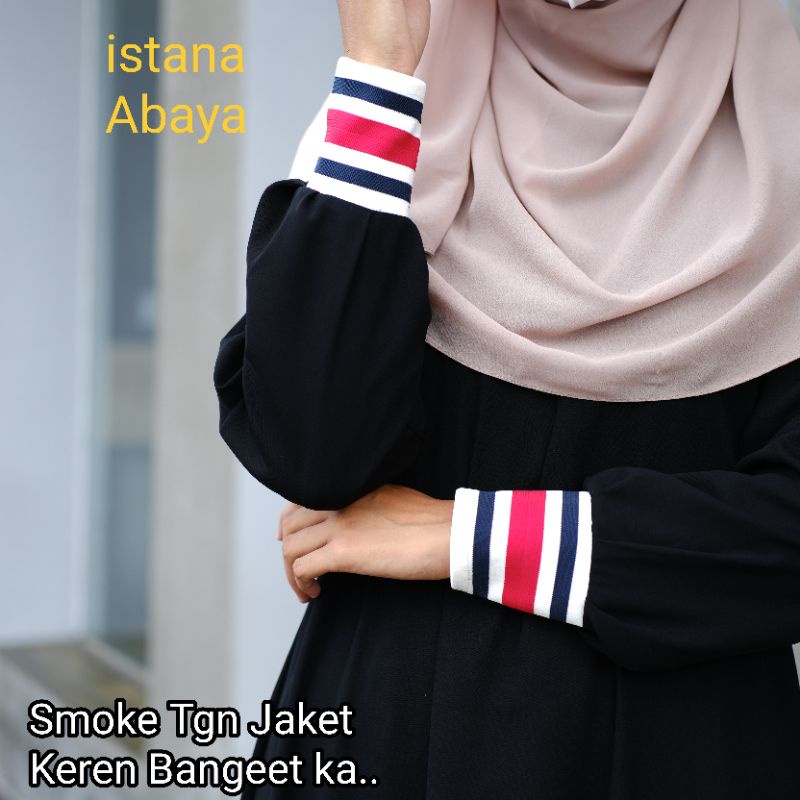 Terbaru dan terkeren abaya Tgn Karet Jaket(Wudhu friendly) bnr2 Cantik bgt begitu elegan terbaru dari istana abaya! kekinian