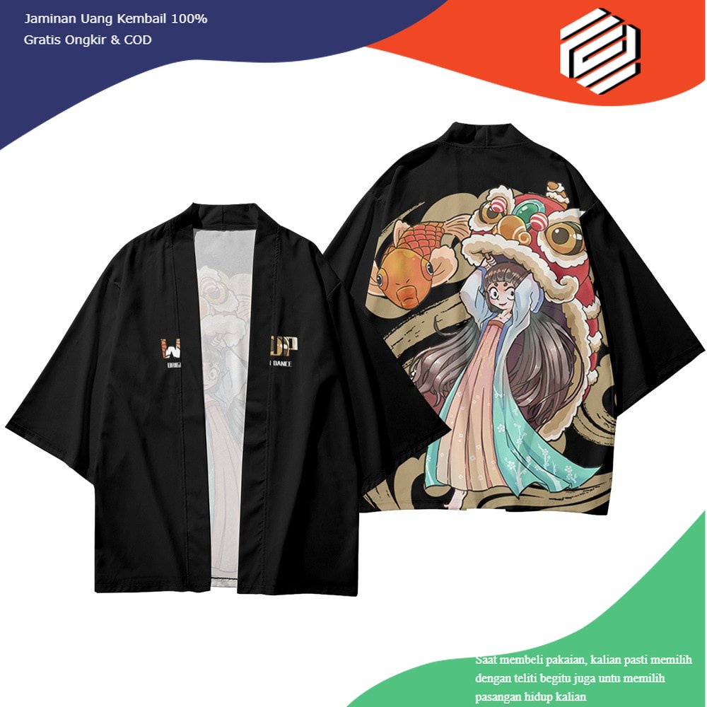 Haori Jepang Minimalis – Kimono Premium Polos Hitam Pria Wanita