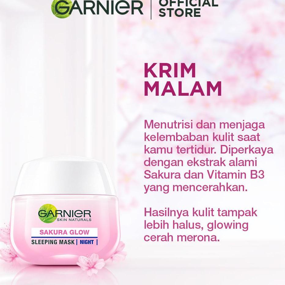 ✺✺ Garnier Sakura Glow Kit Day &amp; Night Cream - Moisturizer Skincare Krim Siang Malam (Light complete)