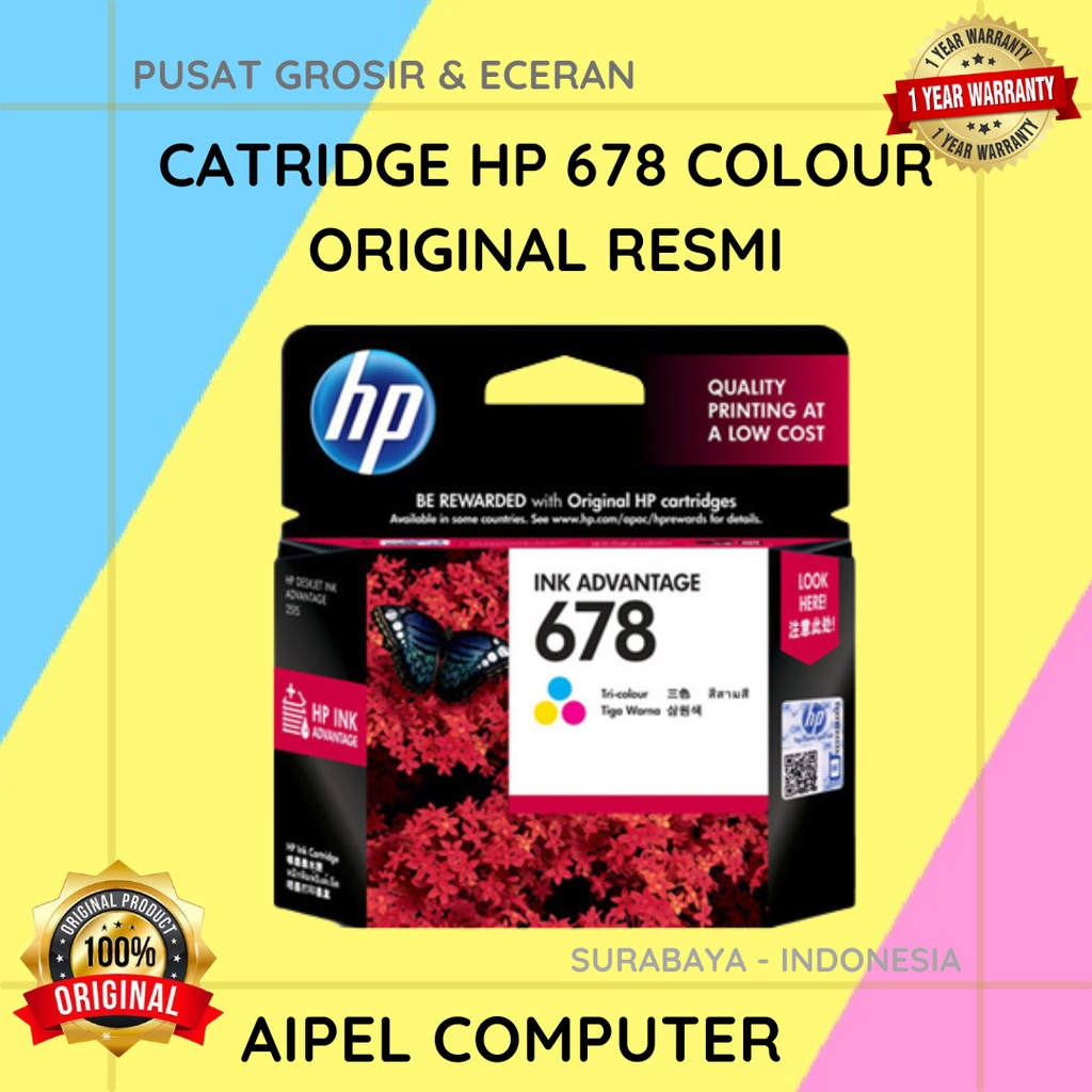 678C | CATRIDGE HP 678 COLOUR ORIGINAL RESMI