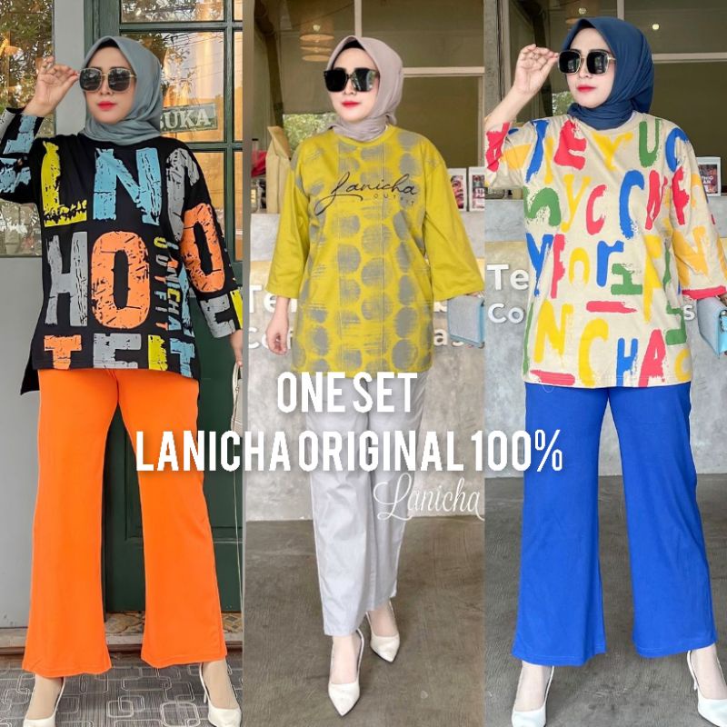 VRN ID- ONE SET  KAOS LANICHA OVERSIZE/ONE SET /SET WANITA/LANICHA/KAOS WANITA/FASHION WANITA