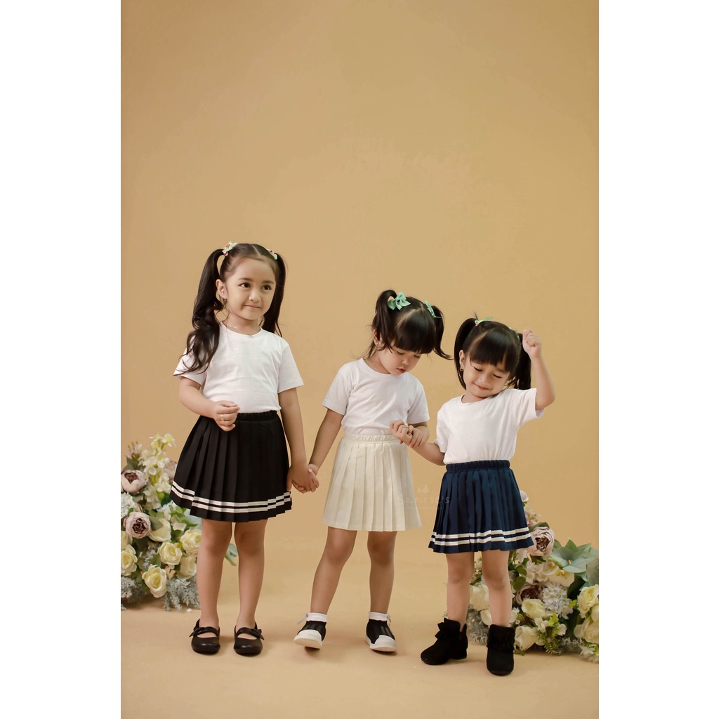 SAOIRSE'S Hailey - Rok Tenis Plisket Anak Perempuan Korea/Flare Skirt Katun Anak /Rok Mini 1-10 Th