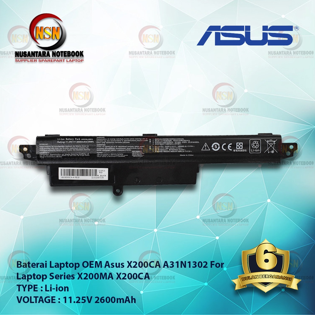 Baterai Asus X200CA A31N1302 For Laptop Series X200MA X200CA OEM