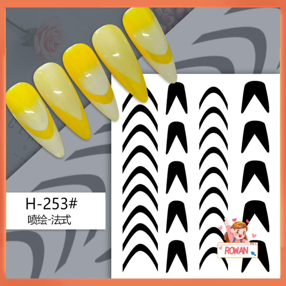 R-bunga Stiker Kuku Nail Art Dekorasi Desain French Smile DIY Manicure Template