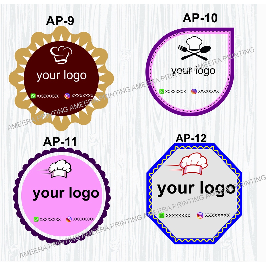 

Stiker Logo Nama Custom Kemasan Produk Makanan Minuman Box Snack