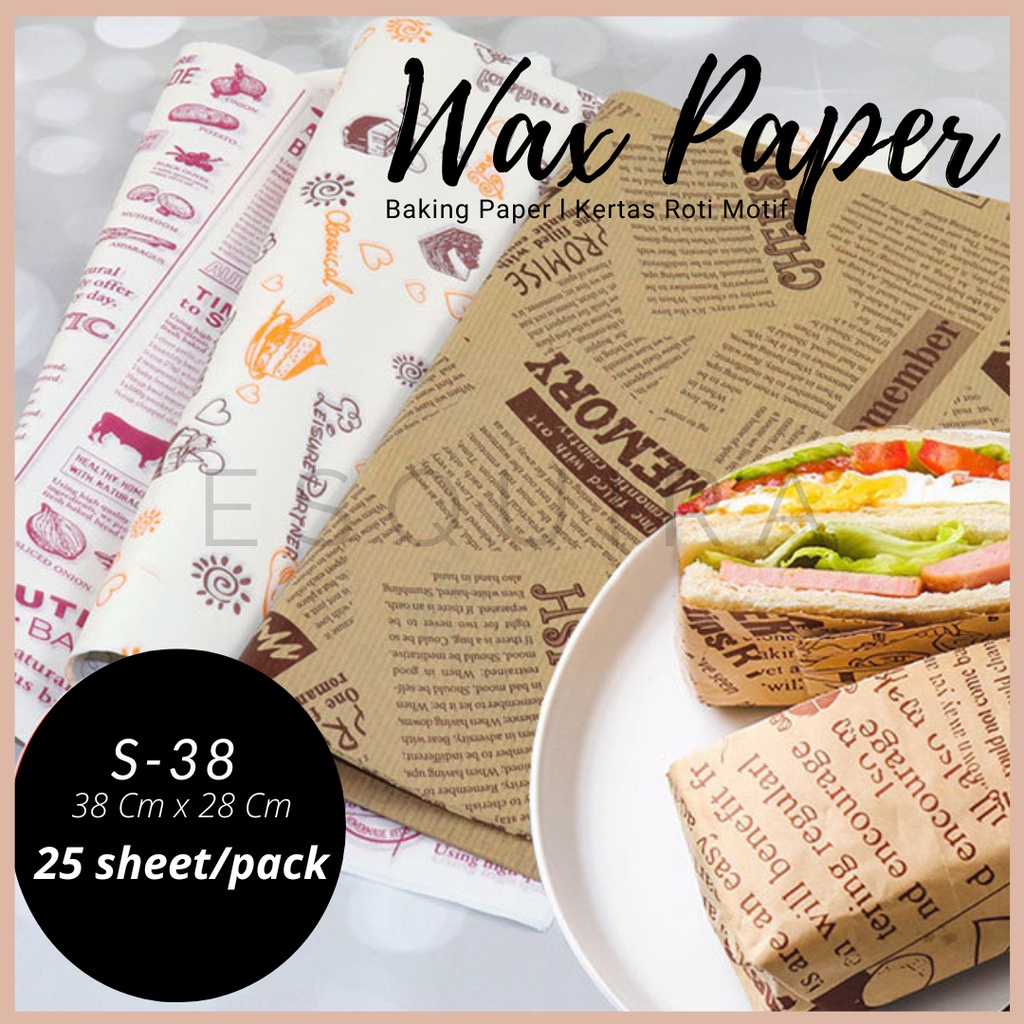 Food Wrapper / Kertas Nasi Motif / Kertas burger / Kertas Roti 25 PCS / S-38