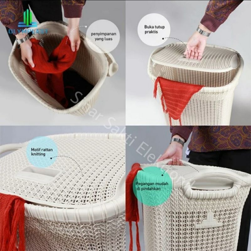 Keranjang Baju Kotor Plastik Tebal Olymplast Laundry Basket OLB Serbaguna