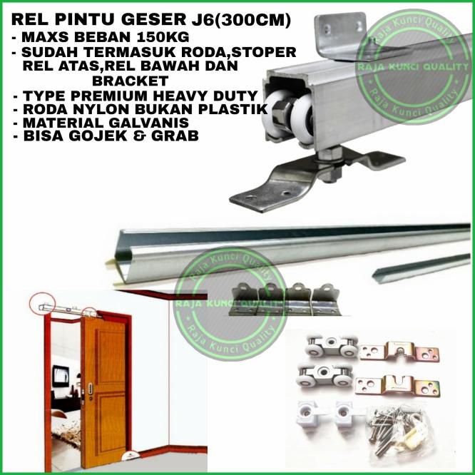 Rel Pintu Geser J6 300Cm/Rel Gantung 3M/Rel Pintu Sleding Complete Set