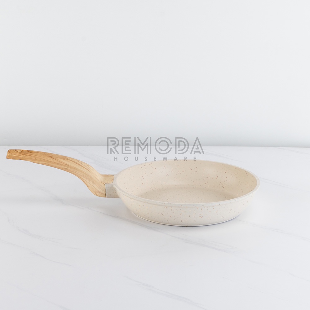 [Remoda] White Willow Frypan White Granite Dengan Tutup 24cm Warna Cream