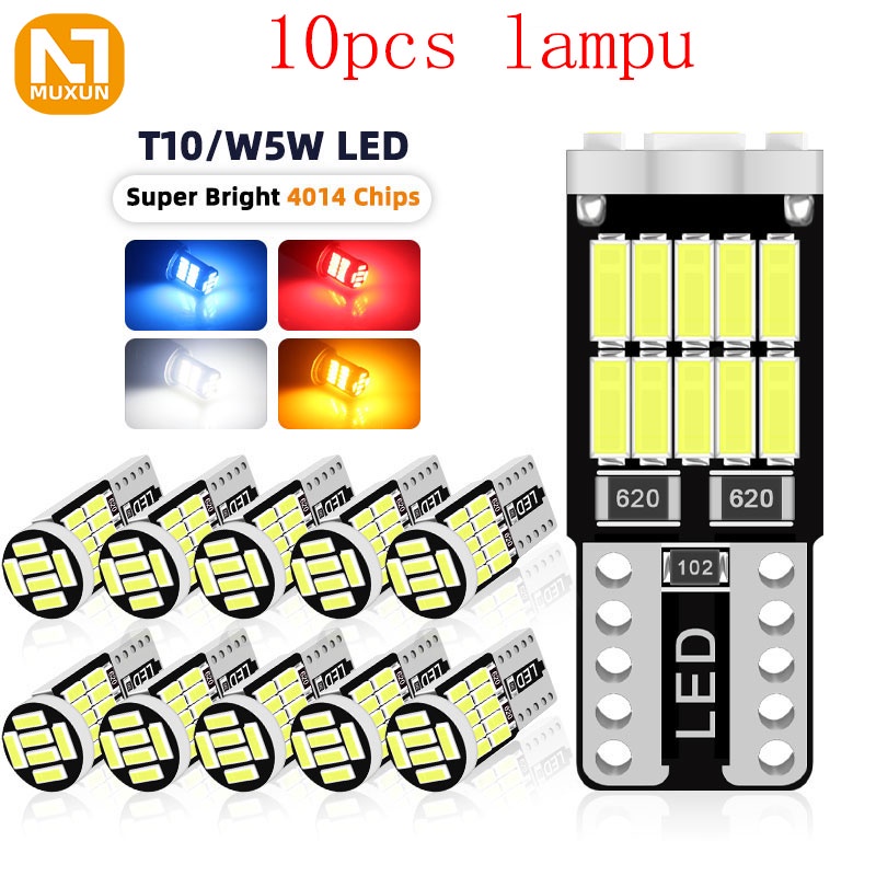 10Pcs W5W T10 Lampu Led Canbus 4014 SMD 168 194 Led 5w5 Mobil Interior Dome Membaca Plat Lampu Sinyal