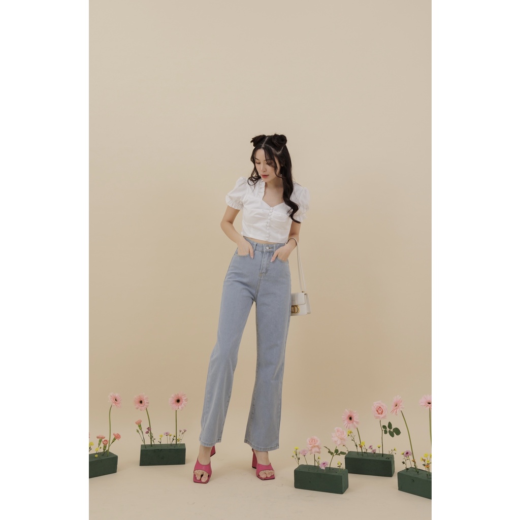 [ Marveile ] Collins Highwaist Cullote Jeans / Korean Jeans Wanita