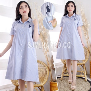 MBO DRESS LENGAN PENDEK WANITA BAHAN KATUN MOTIF KOTAK BURBERRYy DAN SALUR POLOO 948
