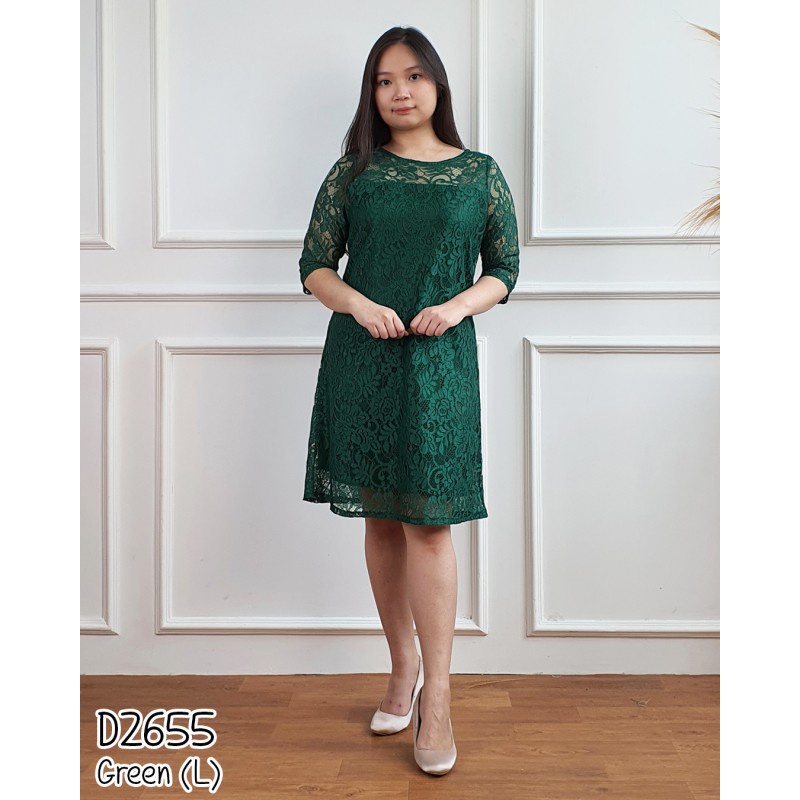 Dress midi brukat lengan pendek JUMBO 2655