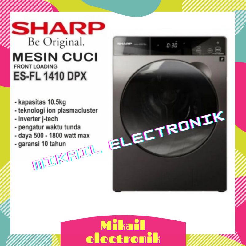 MESIN CUCI FRONT LOADING SHARP 10.5KG ES-FL 1410 DPX/ ESFL1410DPX