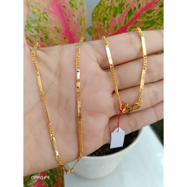 kalung rantai papan perak asli 925 lapis emas 22karat