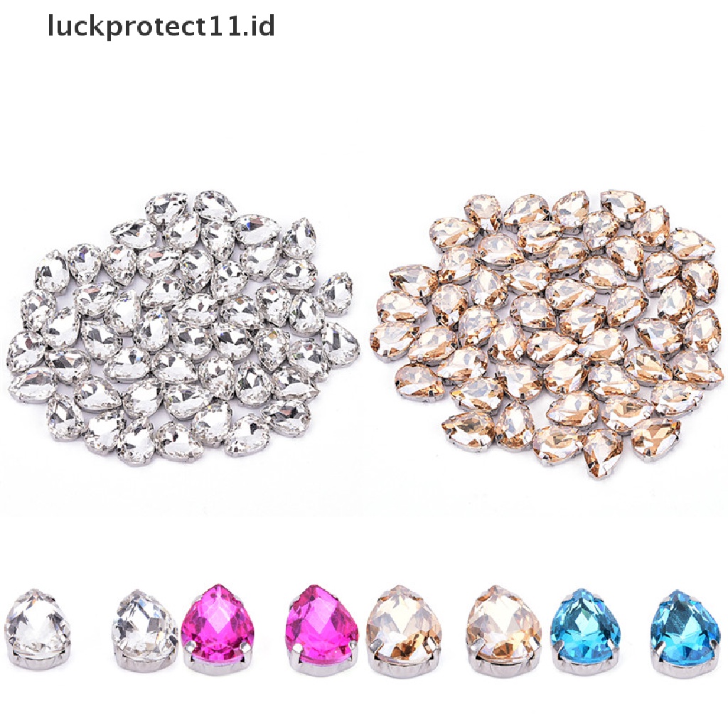 /Fashion Hot// Fashion// 50x Tetes Air Kaca Berlian Imitasi DIY Aksesoris Pakaian Aplikasi Jahit Di.