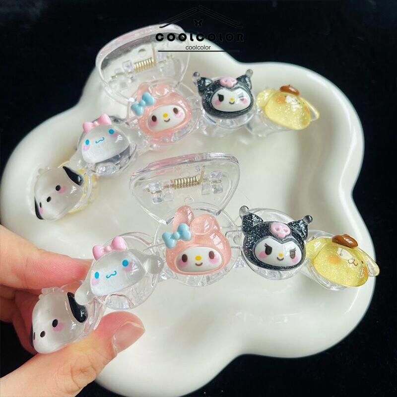 COD❤️Klip Rambut Besar Kulomi Berkedip Halus Transparan Lucu Gadis Klip Rambut Ekor Kuda- cl