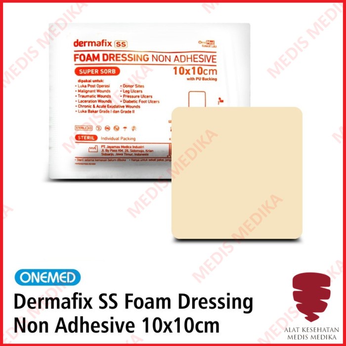 Dermafix SS 10 x 10cm OneMed Non Adhesive Foam Dressing Plester Luka Sesar Plaster 10x10 10x10cm