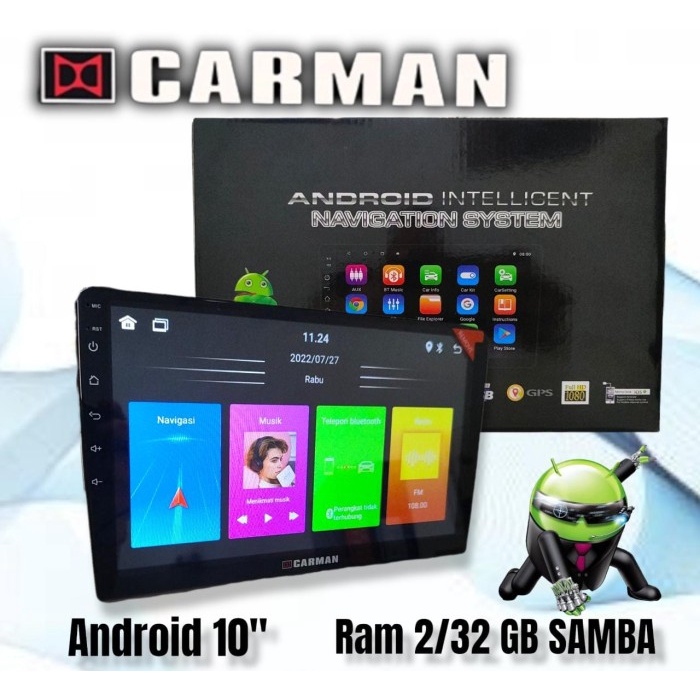 Hum Head Unit Double Din Carman Android 10 Inch Ram 2Gb+32Gb