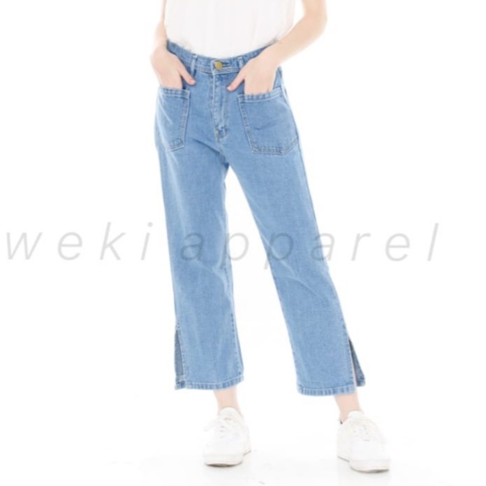 WEKI Celana Jeans  Boyfriend Highwaist Fission