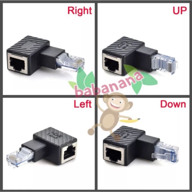 RJ45 LAN Elbow Direction Adapter Converter siku colokan 90 Degree