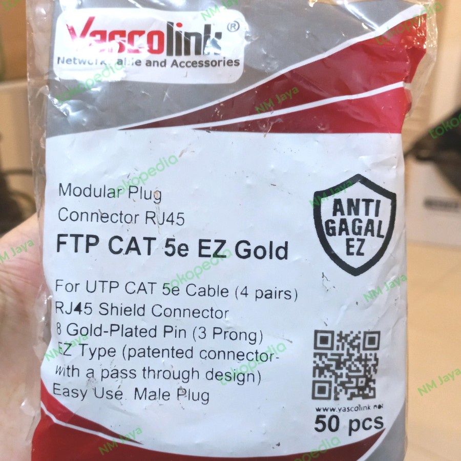 RJ45 Ftp Cat5e EZ Anti gagal Vascolink isi 50buah