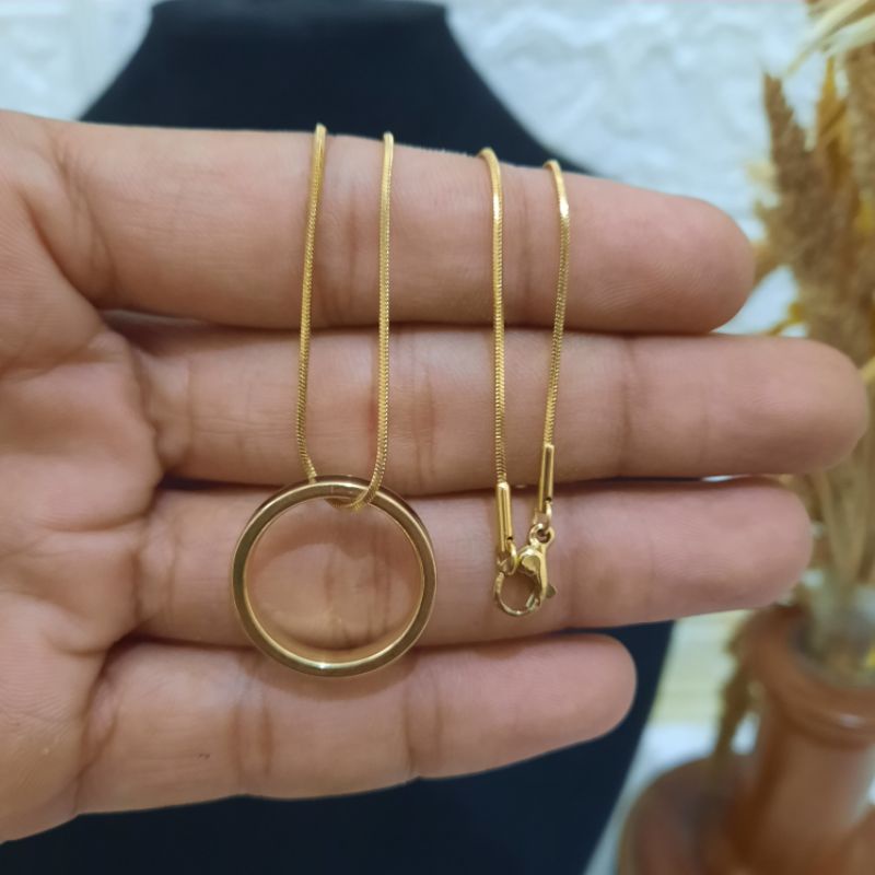 KALUNG EMAS + CINCIN PRIA DAN WANITA TITANIUM ASLI