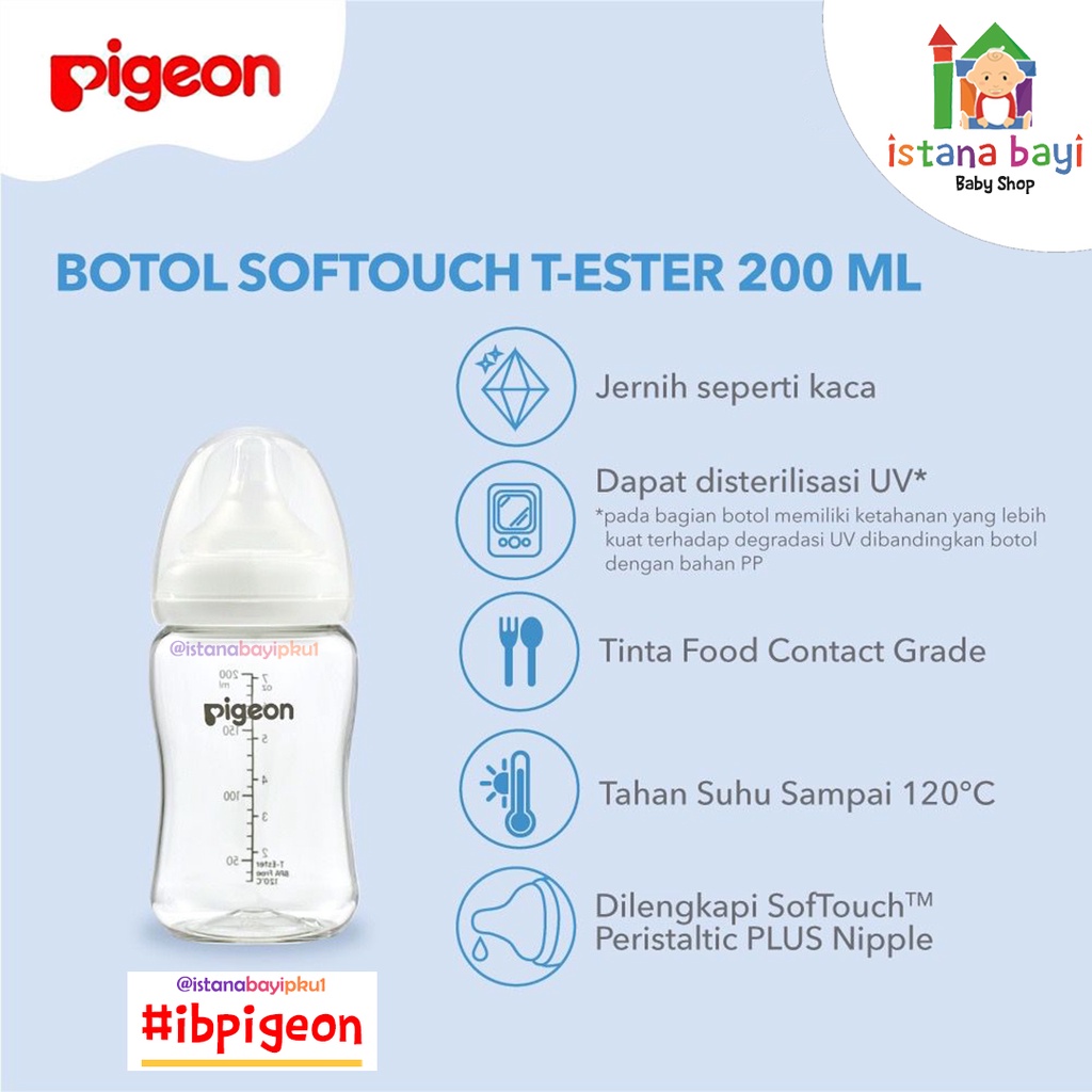 PIGEON Botol T-Ester Wide Neck 200ml - 300ml / Pigeon Botol Susu