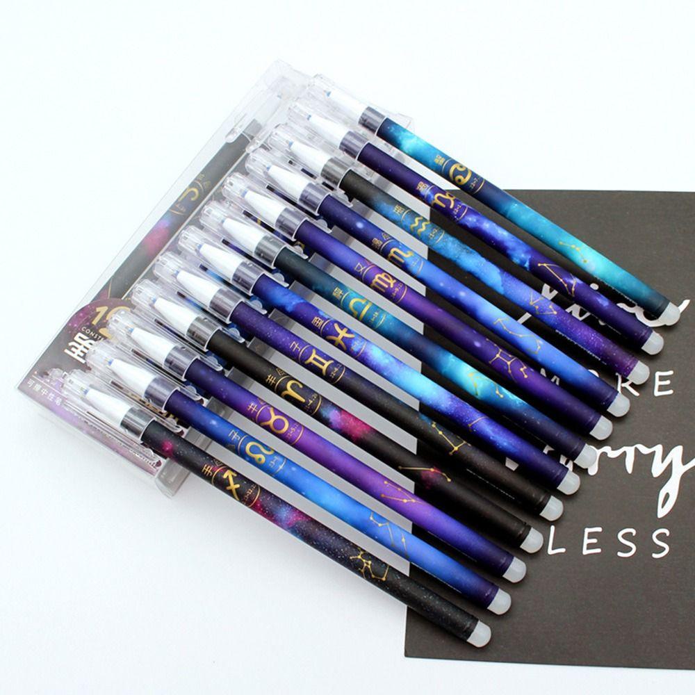 R-flower 12PCS/Set Gel Pen Alat Tulis Kreatif 0.5mm Dihapus Pen