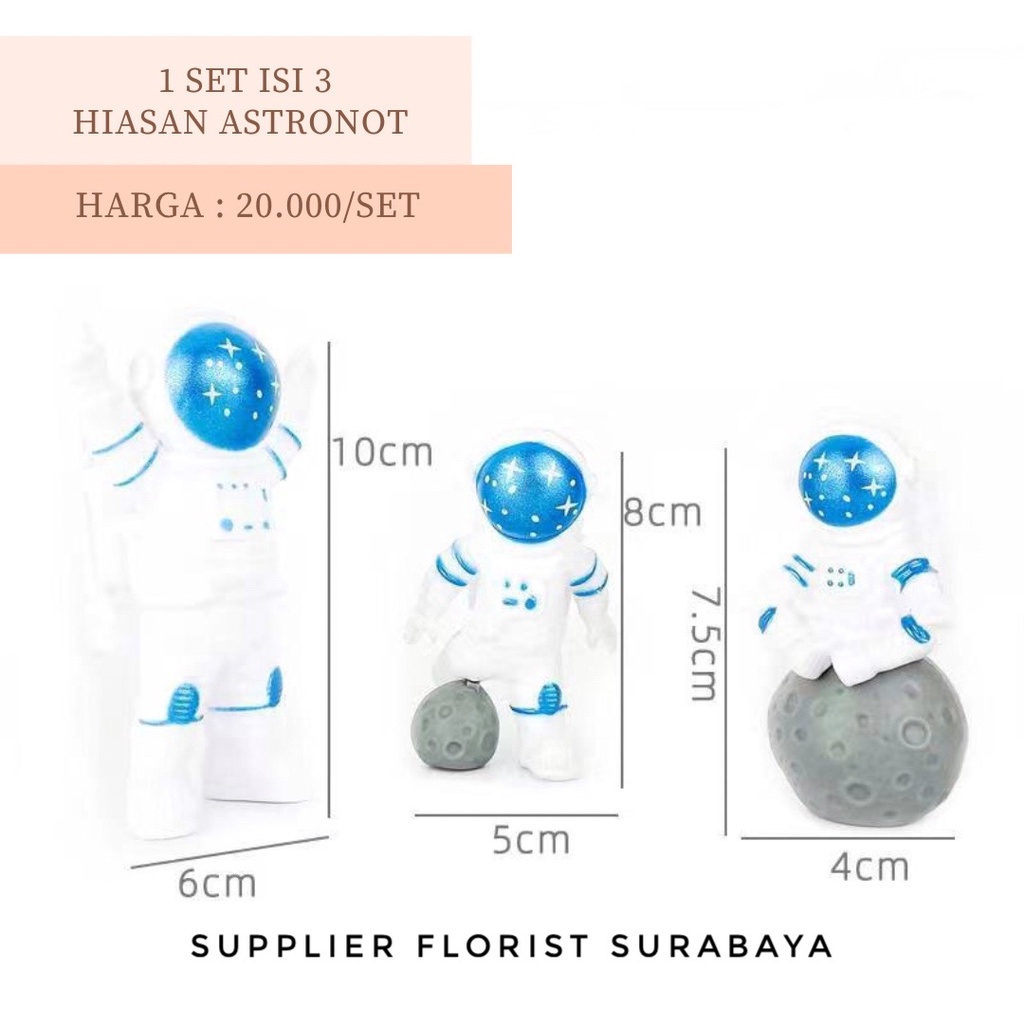 HIASAN KUE TART ASTRONOT 1 SET ISI 3 GOLD SILVER BIRU CAKE DEKORASI KUE ULANG TAHUN