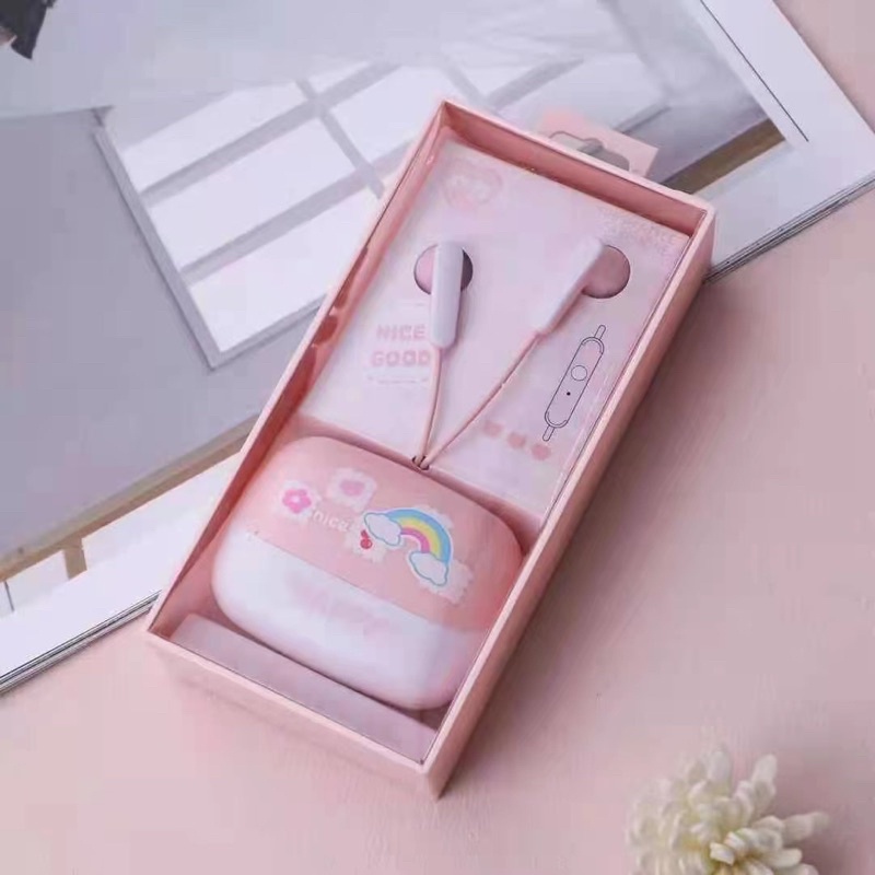 [XY 72] Set Headset Earphone karakter motif FRESH STYLE plus Wadah penyimpanan Earphone Motif