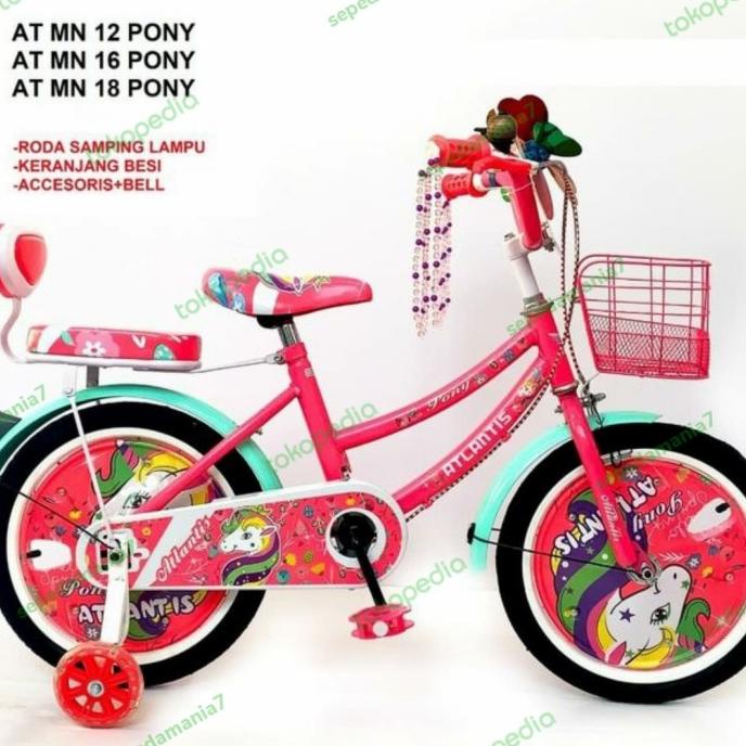 Sepeda Anak Keranjang 16" Atlantis Poni Original ( Umur 4-6 Tahun) #Original