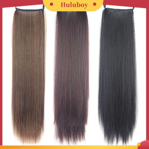 Wig Rambut Ekstensi Model Panjang Lurus Bahan Sintetis Untuk Wanita