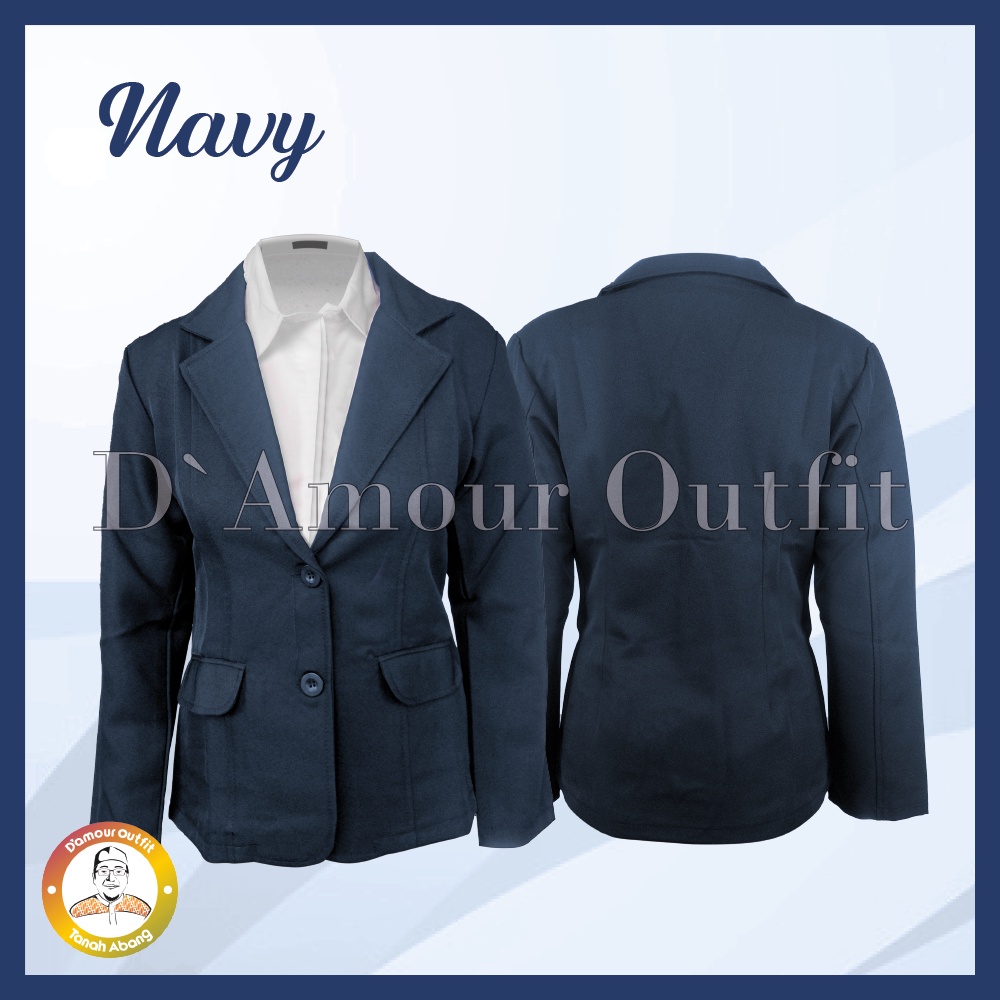 Jas Blazer Wanita Jas Kerja Kantor Cewe Polos Dewasa Anak Jaket Blezer Cewek Pakaian Formal Kantoran Dasar Hitam Bahan Panjang Kancing 2 Jumbo Big Size Cardigan Rompi Outer Perempuan Import Korean Style