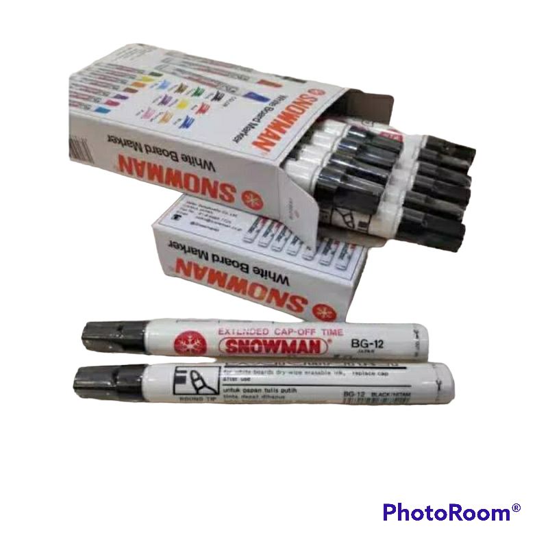 

SPIDOL SNOWMAN WHITE BOARD MARKER BG-12 SPIDOL WHITE BOARD MARKER HITAM 12 PCS TERMURAH