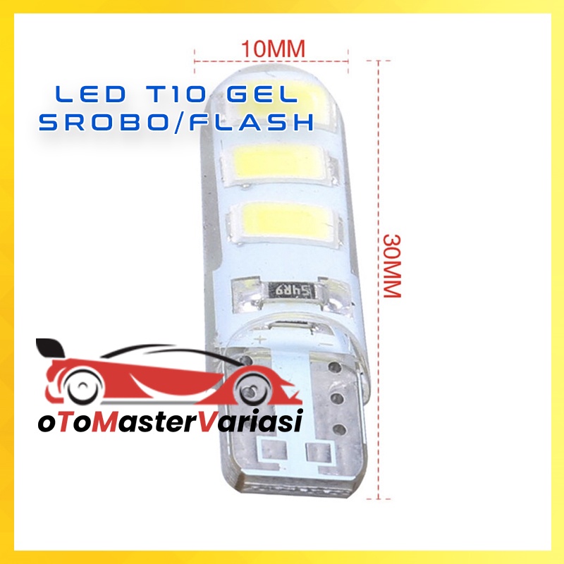 Lampu Led T10 Crystal JELLY GEL Model STROBO KEDIP LED 6 MATA SMD Lampu Senja Motor Mobil