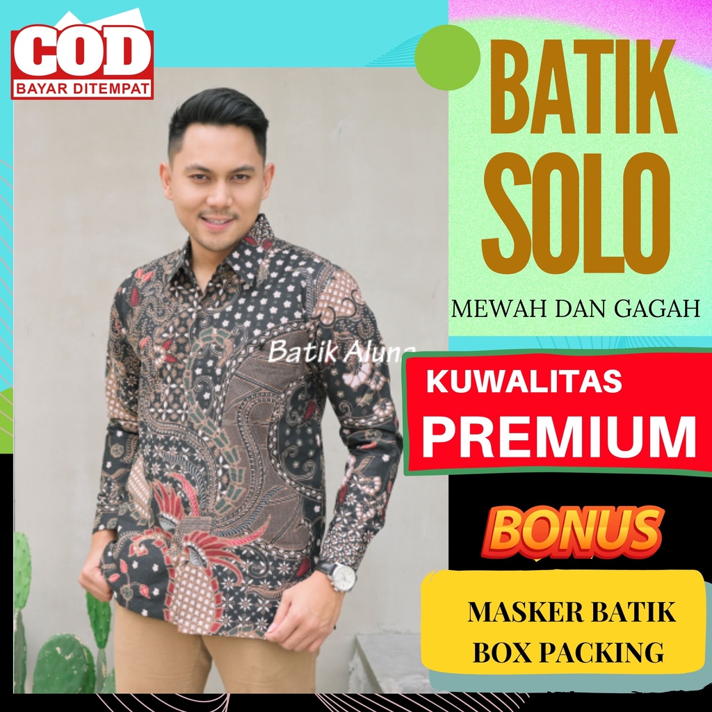 Atasan Kemeja Baju Batik Aluna Pria Lengan Panjang Premium Furing Reguler Fit Baju Cowok Moderen Ori