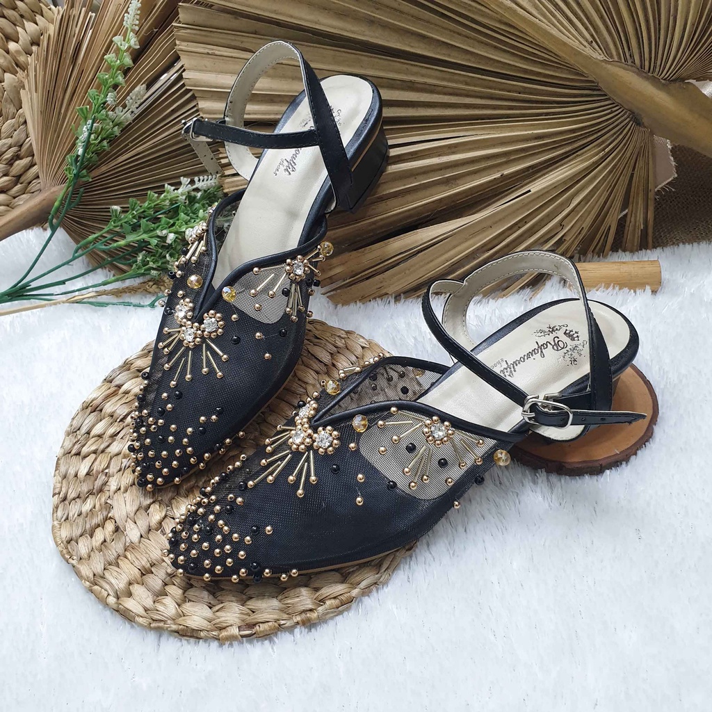 sepatu wedding pesta rullye hitam tali 3 cm