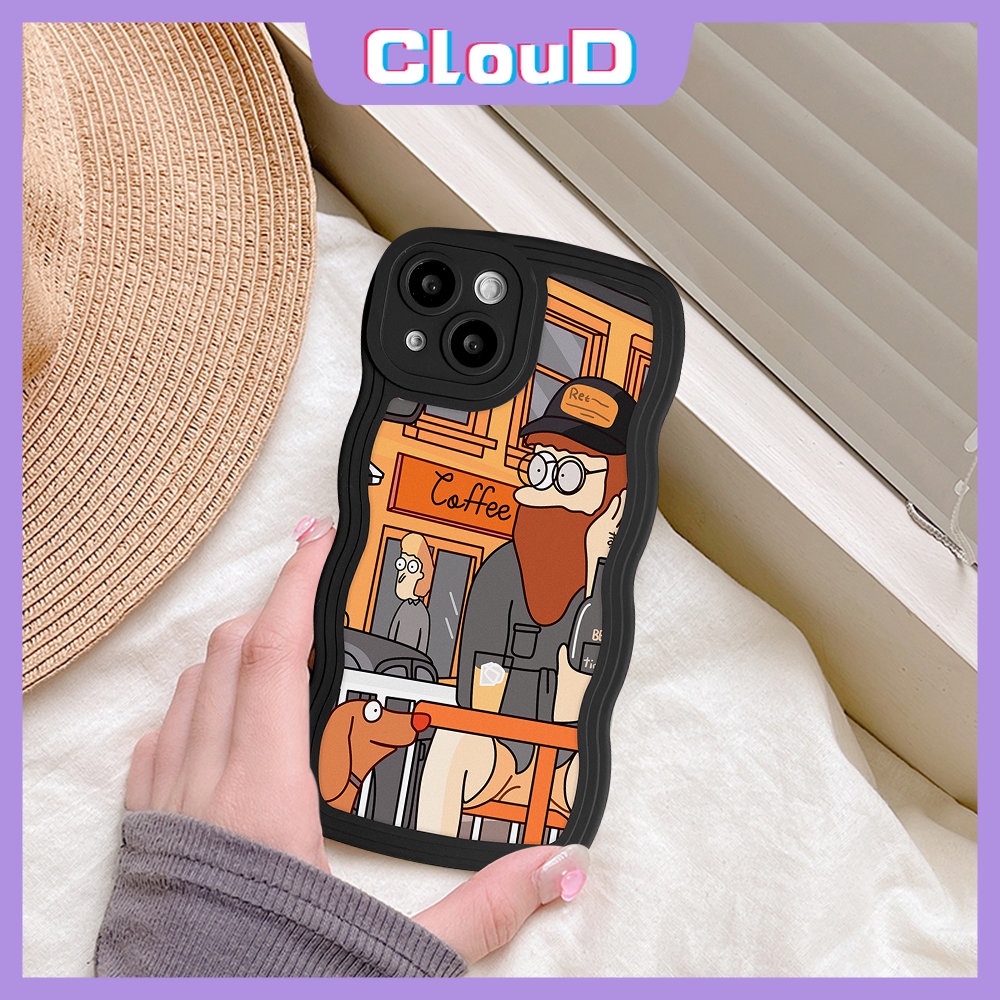 Case Kompatibel Untuk iPhone 11 Pro Max X 7Plus 6Plus XR XS Max13 11 12 14 Pro Max7 8 6s 6 Plus SE 2020 Ins Retro Art Ilustrasi Wavy Edge Soft TPU Back Full Cover