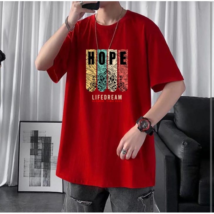 JOSJOLI_STORE/Baju Oversize Hope/Atasan Pria Dewasa Lengan Pendek/M L XL