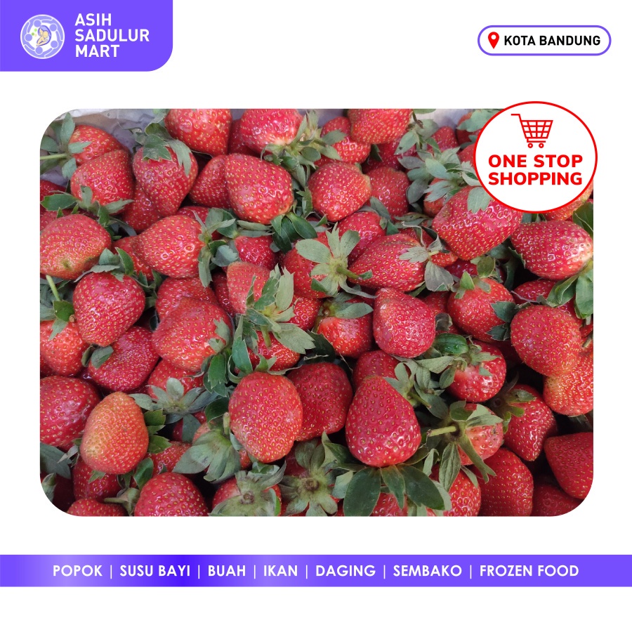 

Stroberry / Stroberi Fresh Grade AB 500gr Manis Segar Strawberry Bandung | Asih Sadulur Mart